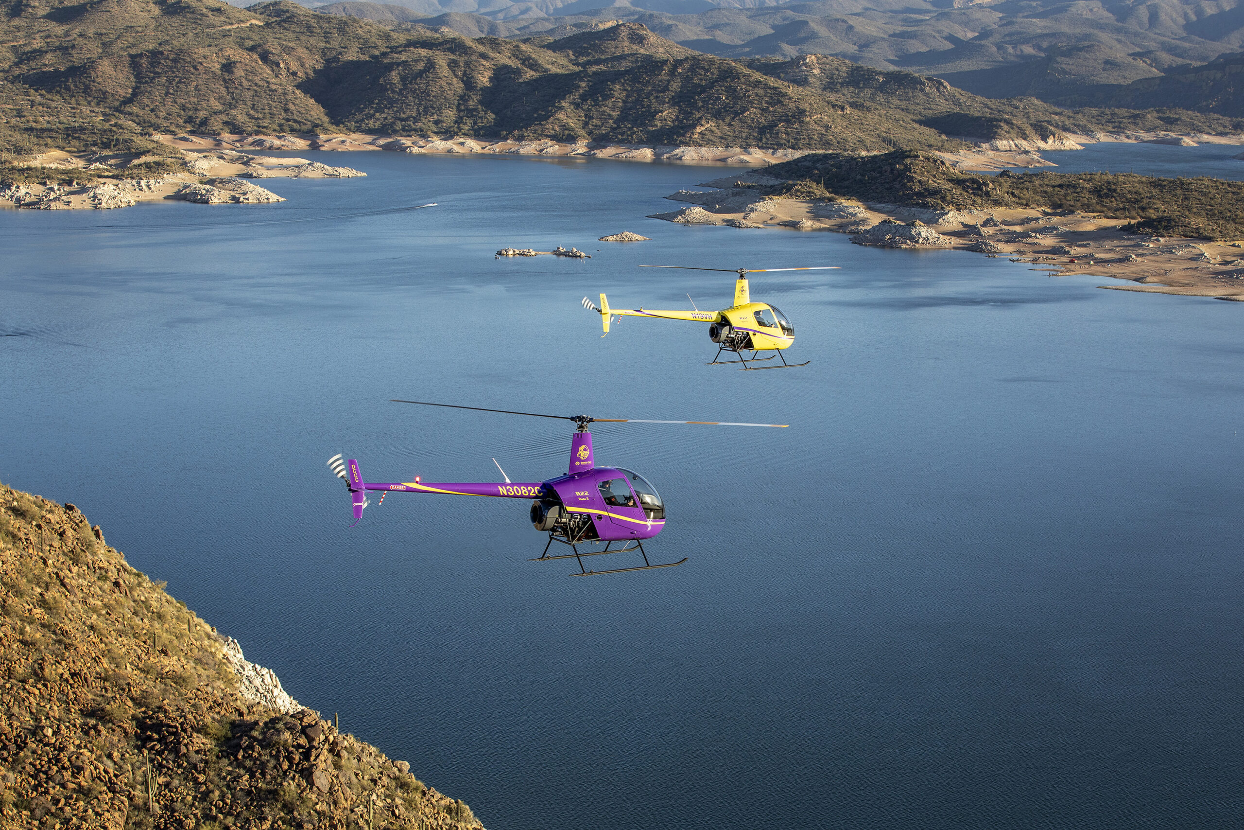 For its Flight Instructor program, Dodge City Community College (DC3) mainly utilizes Robinson R22II helicopters, and its flight students have access to a total of 18 helicopters, including three that are branded with DC3 colors and or logos. [Photo by Jennifer Jones]
