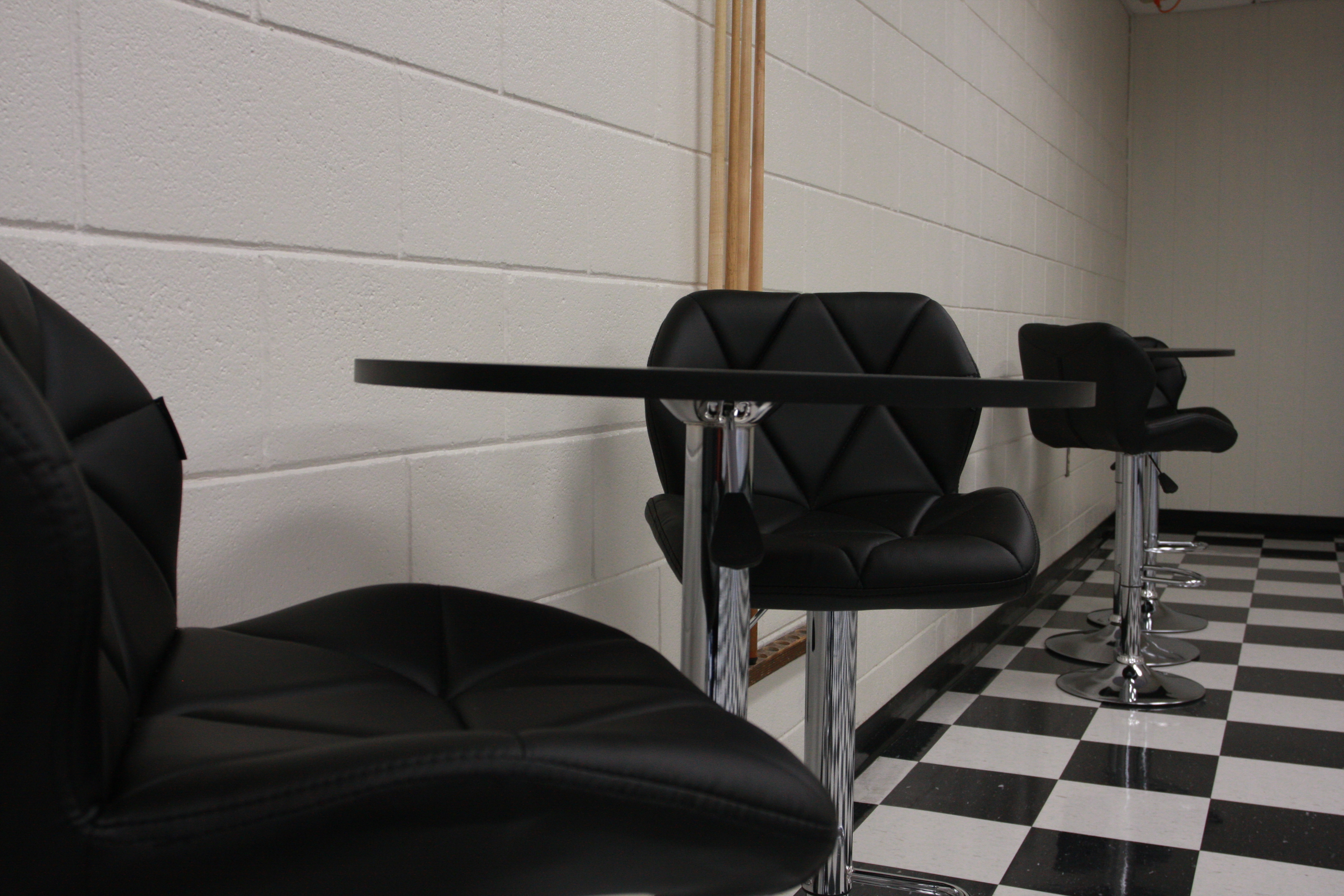New stools and tables in the recreation area of the Conq Corral