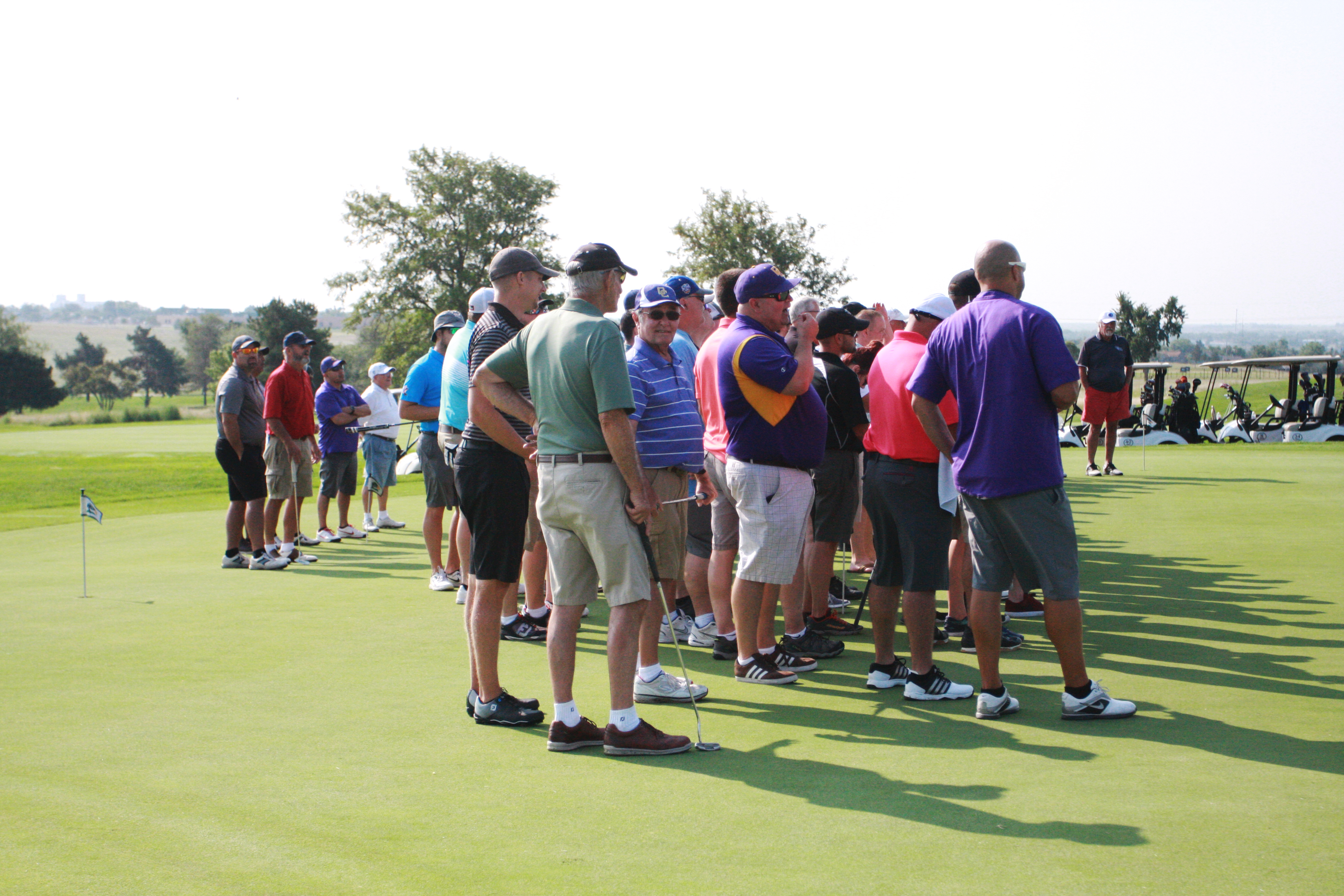 Golfers gather to hear from DC3 President Dr. Harold Nolte, Foundation Director Christina Haselhorst, and Chris Robinson DC3 Golf Coach before tee off